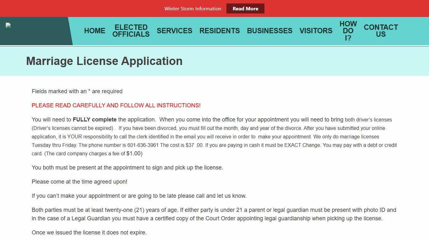 Marriage License Application - Warren County